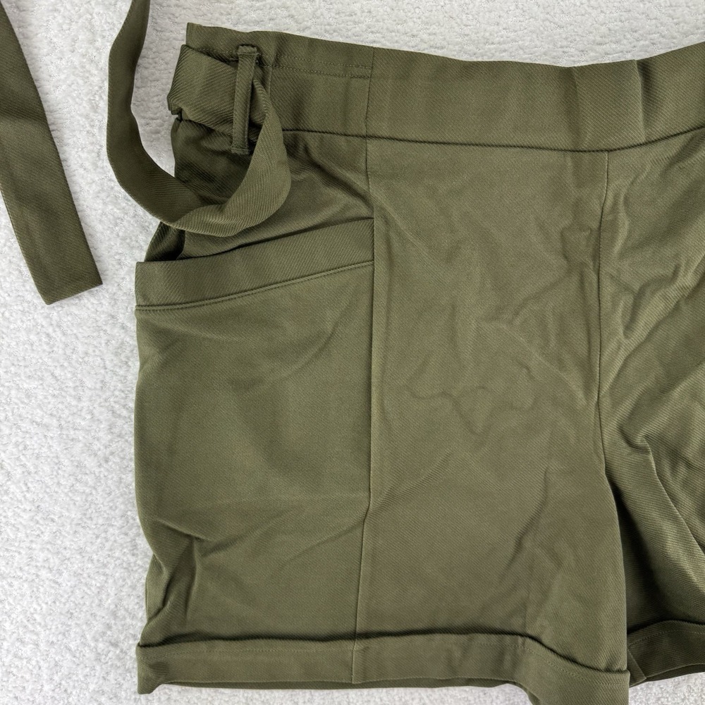 Studio Park x Kerstin Lindquist Knit Twill Paperbag Shorts Size XL Green - Picture 4 of 8